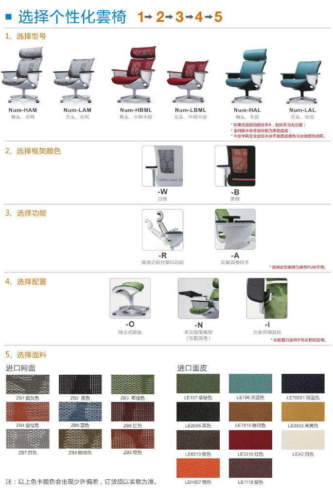 云系列辦公椅說明